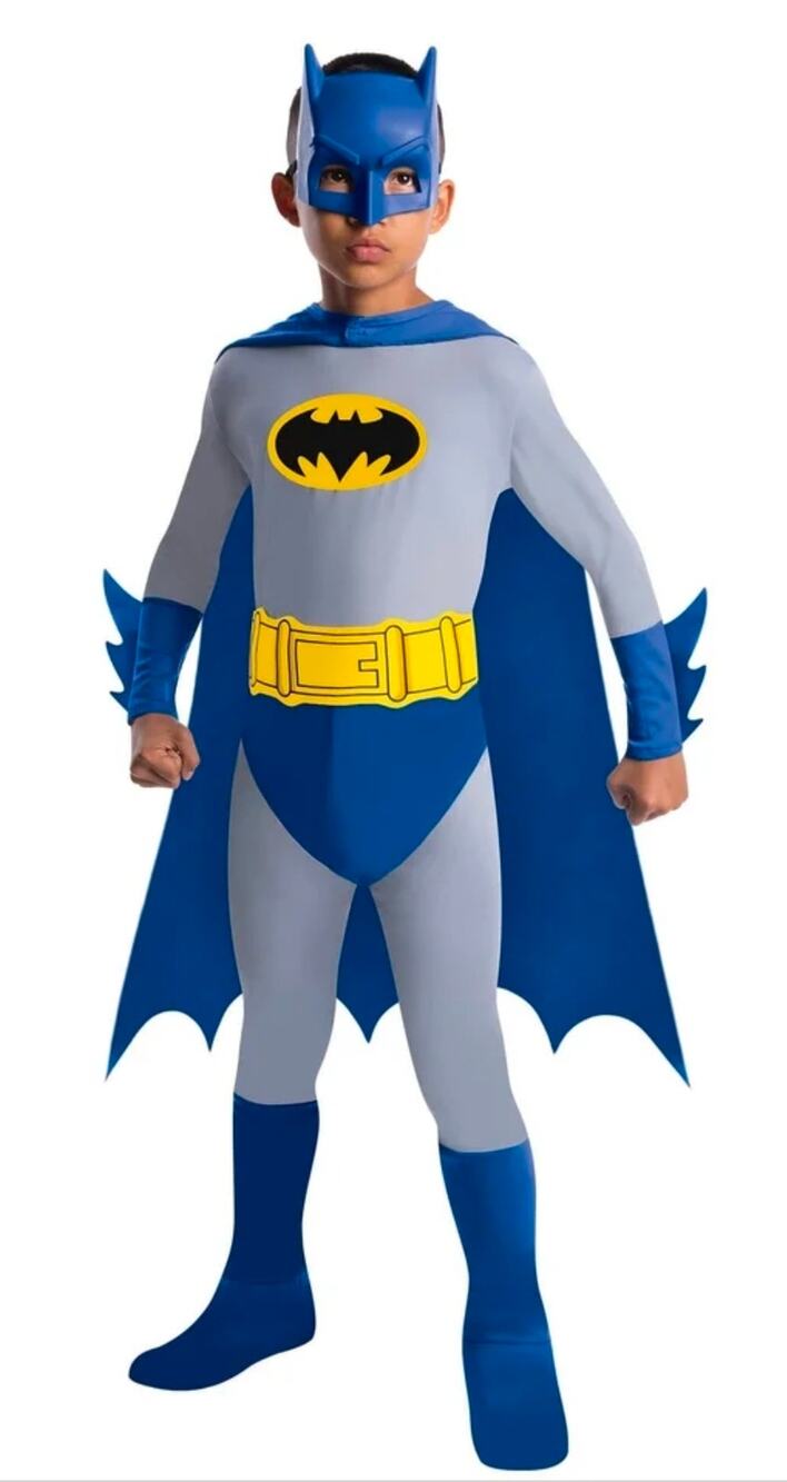 DC Comics Batman Blue Gray Classic Series Jumpsuit Outfit Kids Halloween Costume